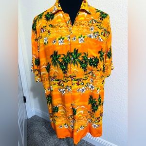 Hawaiian Fun Wear Vibrant Orange Vintage Hawaiian Shirt XL